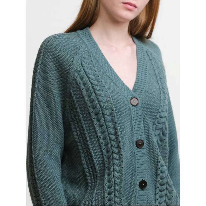 Women's green woven cardigan