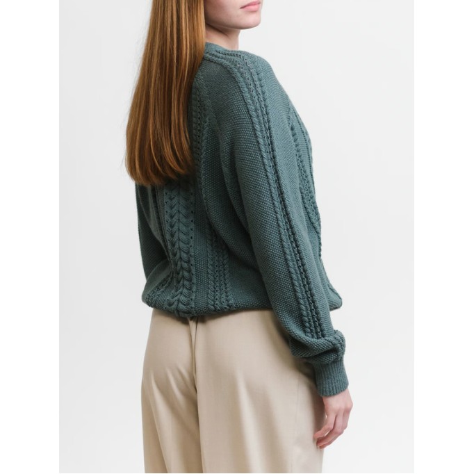Women's green woven cardigan