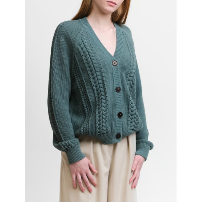 Women's green woven cardigan