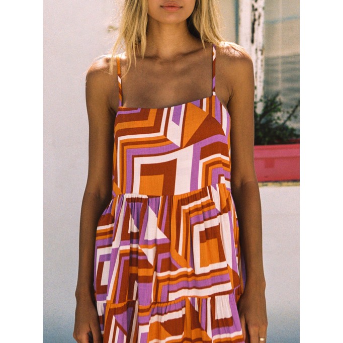 Women's halter holiday geometric print dress