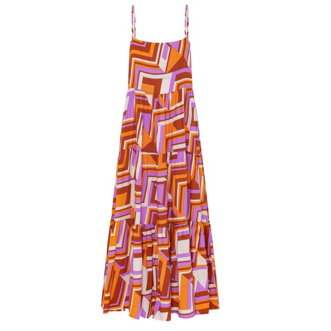 Women's halter holiday geometric print dress