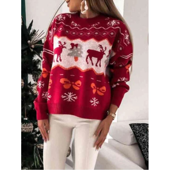 Women's home Christmas crew neck sweater