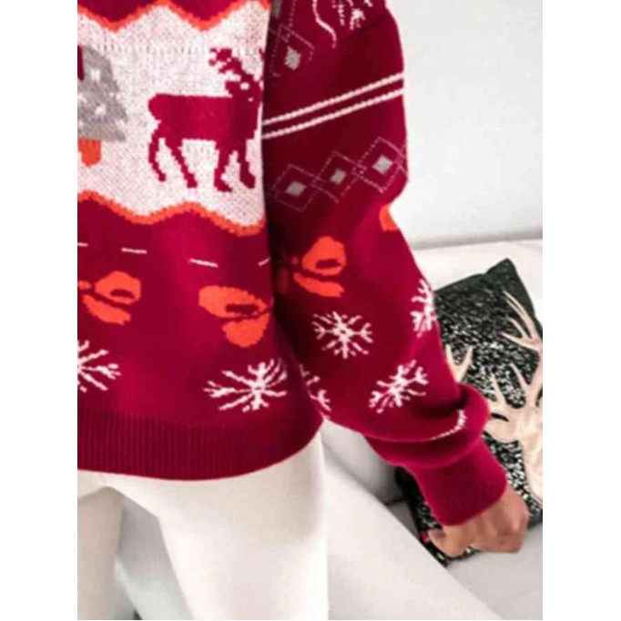 Women's home Christmas crew neck sweater