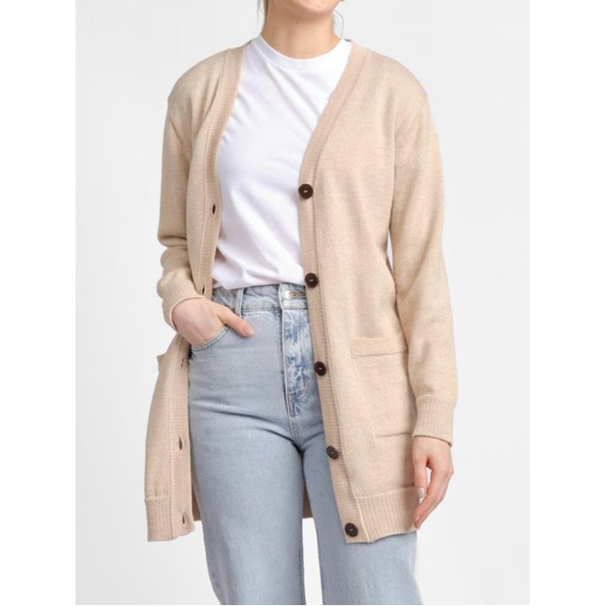Women's khaki elegant knitted sweater