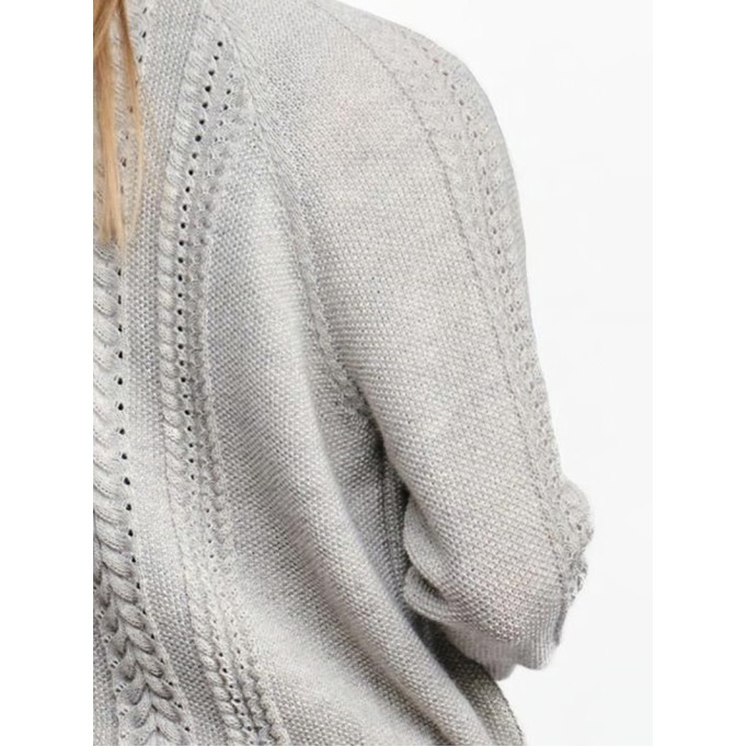 Women's light gray woven wool sweater