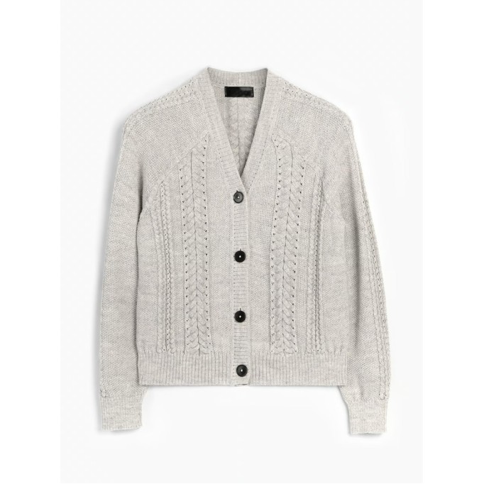 Women's light gray woven wool sweater