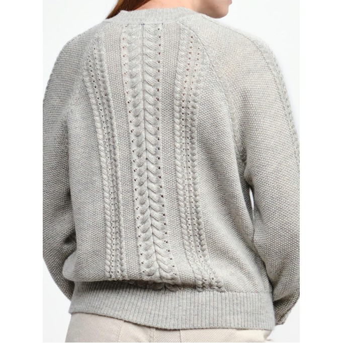 Women's light gray woven wool sweater