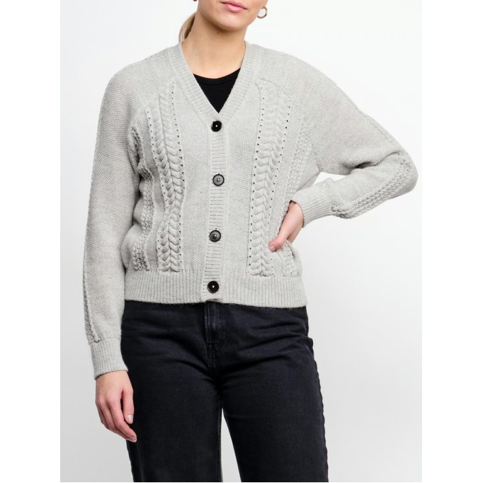 Women's light gray woven wool sweater