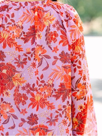 Women's long sleeve floral V-neck shirt