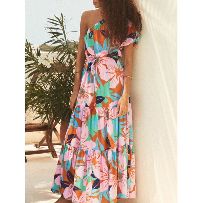 Women's one-shoulder asymmetrical holiday dress