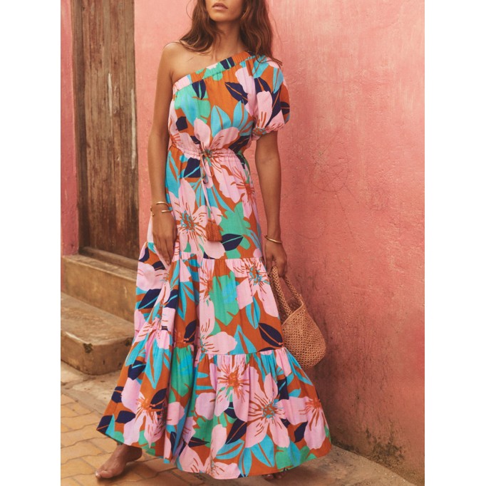 Women's one-shoulder asymmetrical holiday dress