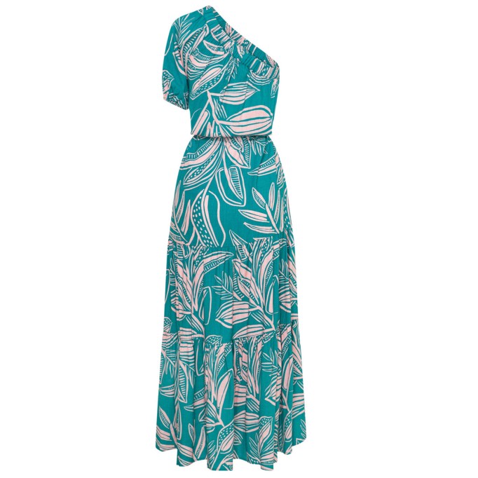 Women's one-shoulder asymmetrical printed holiday dress