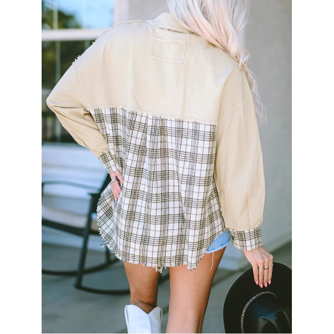 Women's plaid patchwork jacket