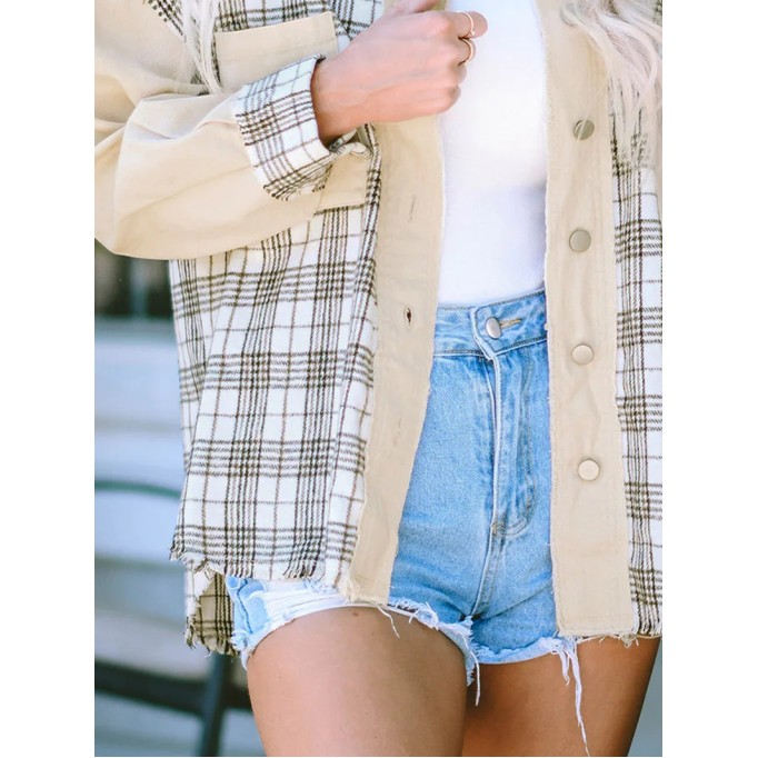 Women's plaid patchwork jacket