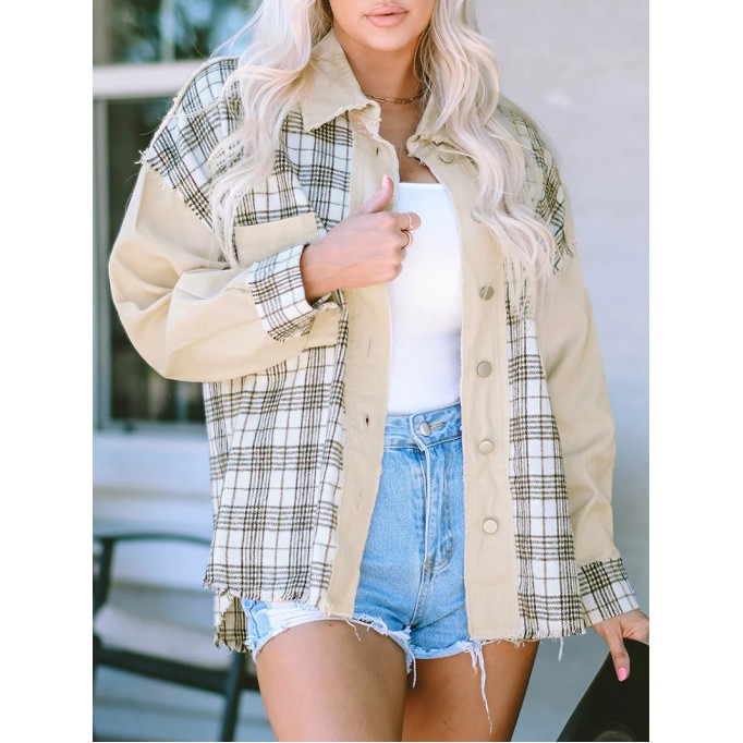 Women's plaid patchwork jacket