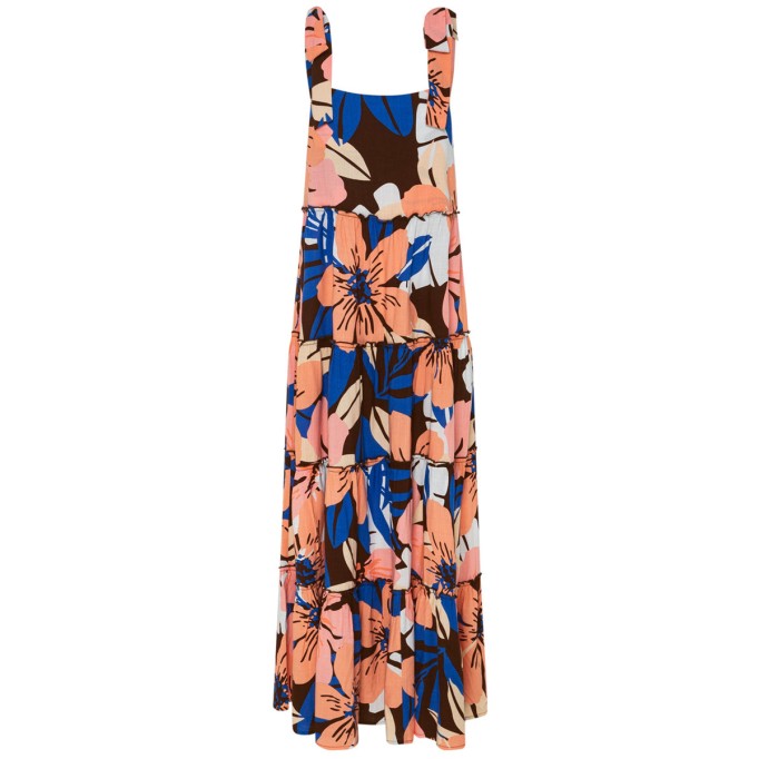 Women's printed holiday dress with shoulder floral print