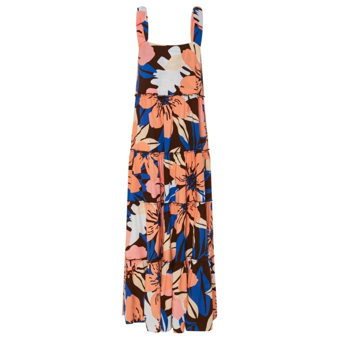 Women's printed holiday dress with shoulder floral print