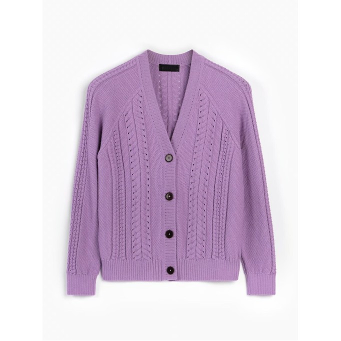 Women's purple braided cardigan