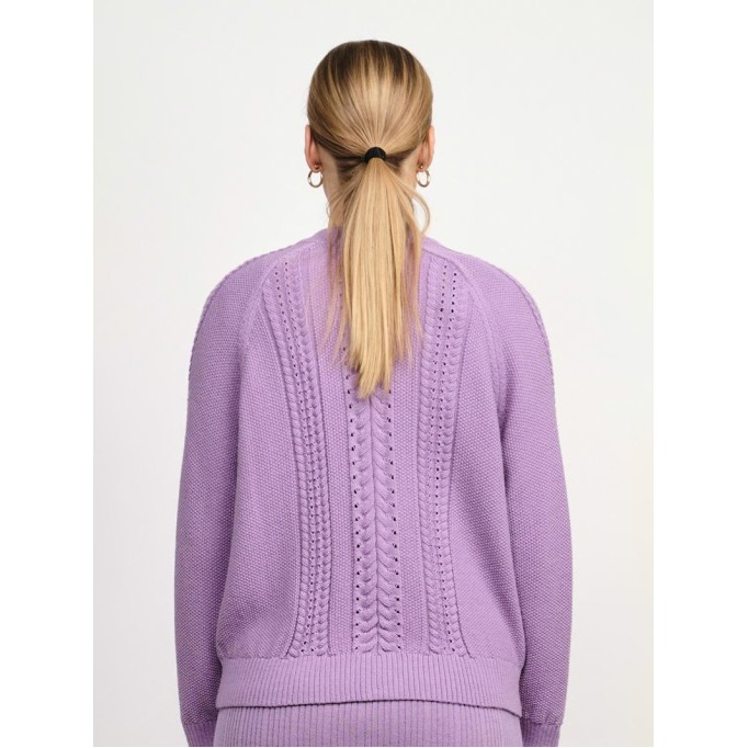 Women's purple braided cardigan