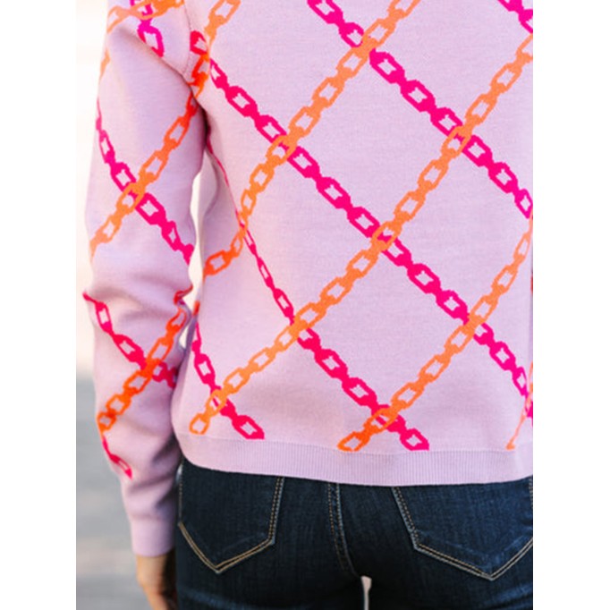 Women's purple chain print sweater