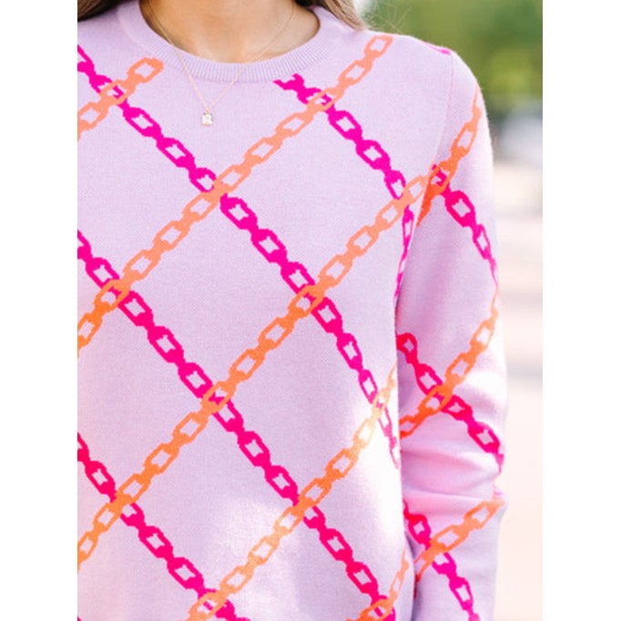 Women's purple chain print sweater