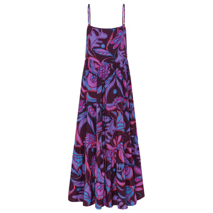 Women's purple halter holiday print dress