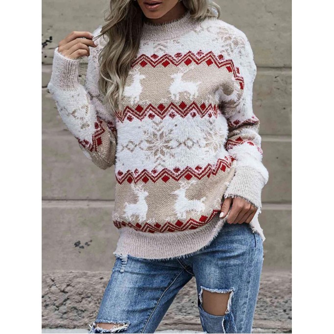 Women's round neck autumn and winter Christmas sweater