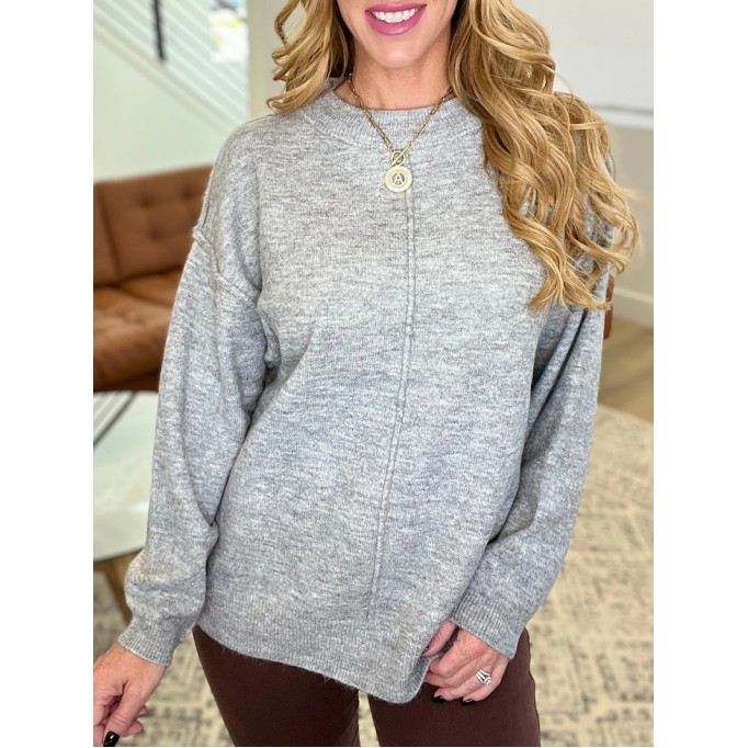 Women's round neck solid color sweater