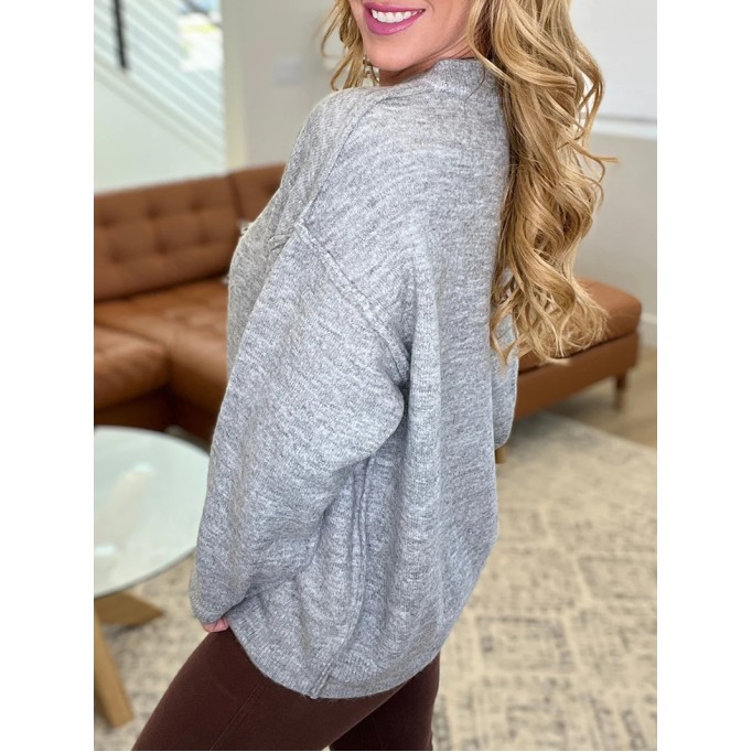 Women's round neck solid color sweater