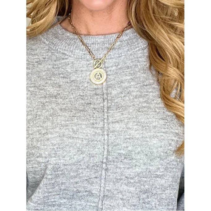 Women's round neck solid color sweater