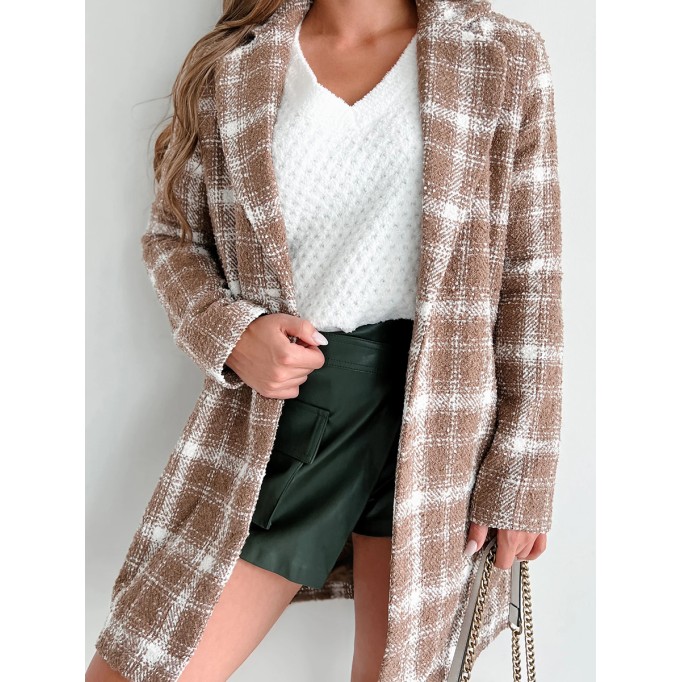 Women's simple fashion plaid tweed coat