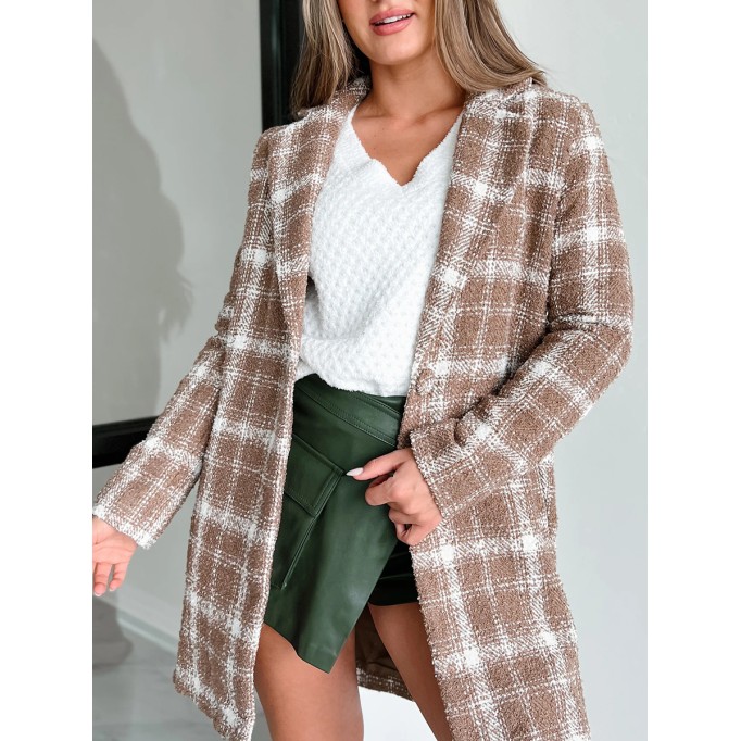 Women's simple fashion plaid tweed coat