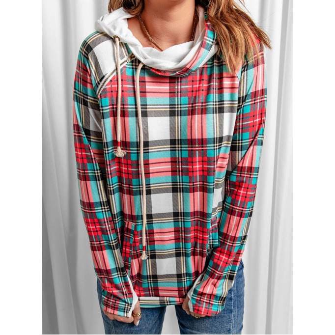 Women's Simple Plaid Hoodie