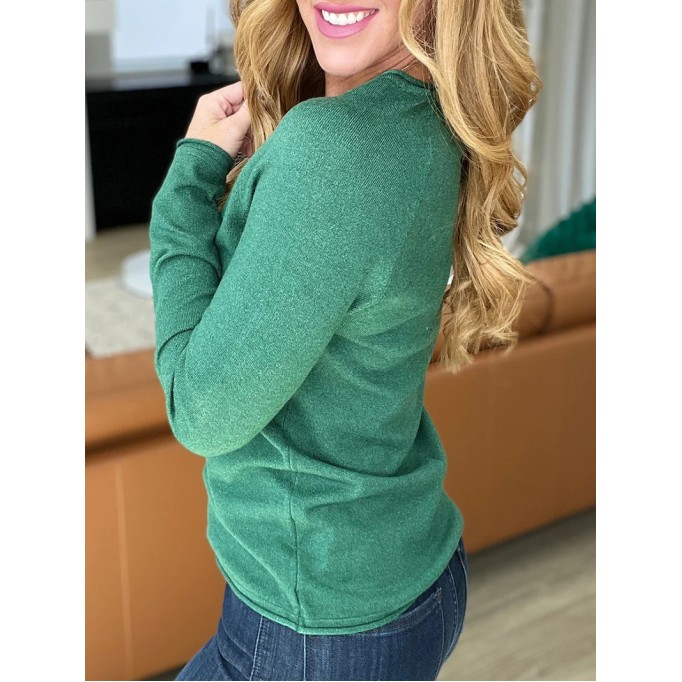 Women's simple solid color crew neck sweater