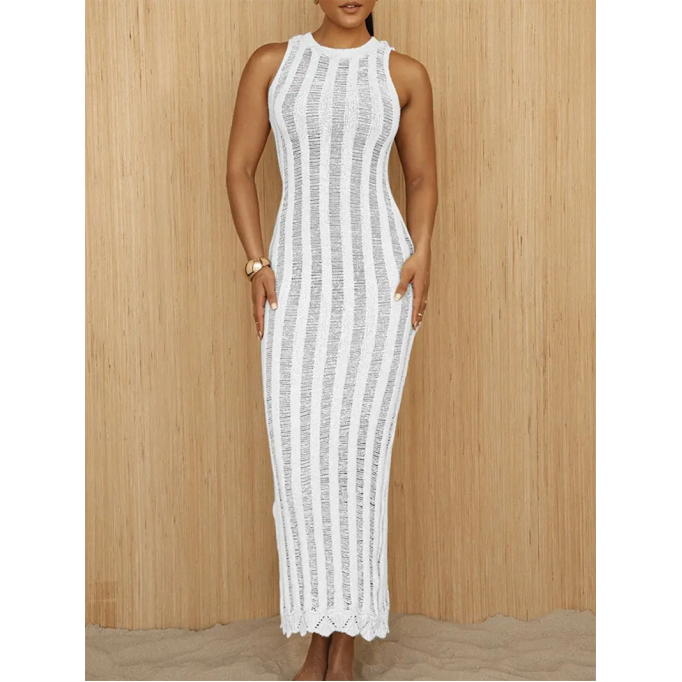 Women's Slim Fit Vertical Stripe Centerless Knit Dress