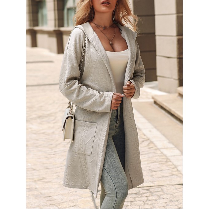 Women's solid color hooded coat