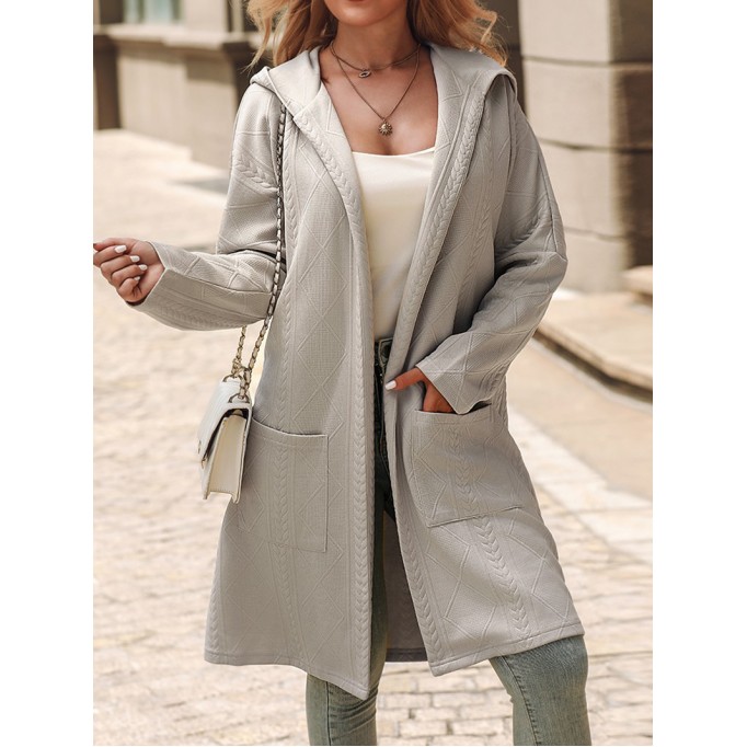 Women's solid color hooded coat