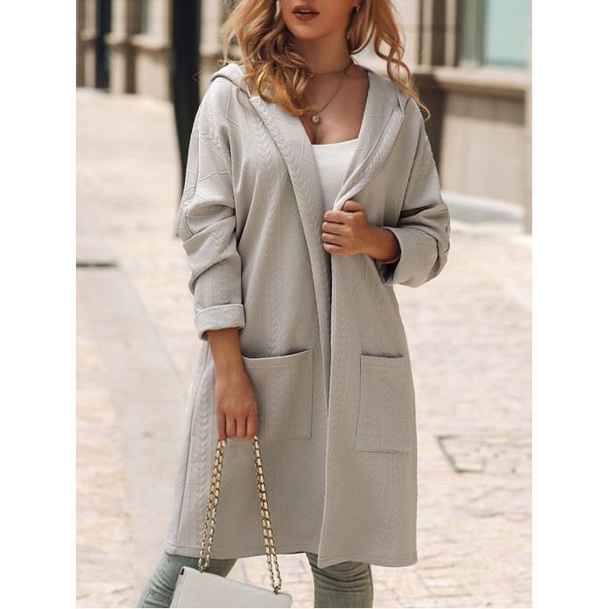 Women's solid color hooded coat
