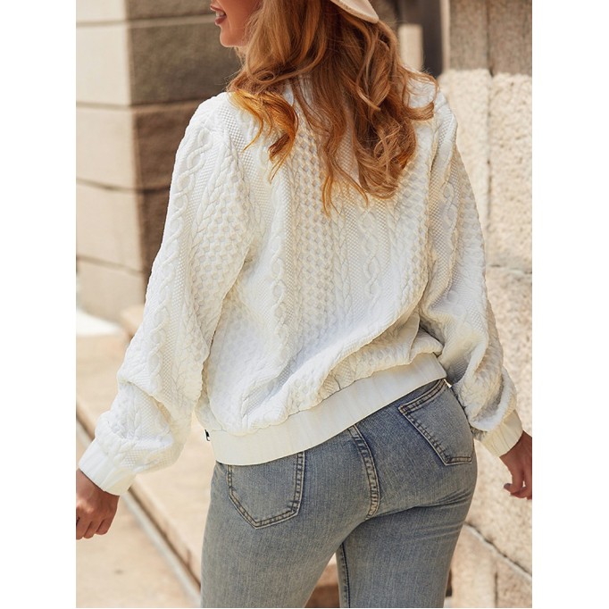 Women's solid color knitted zipper jacket