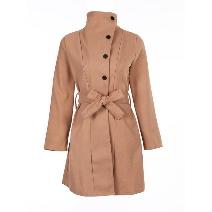 Women's solid color woolen coat