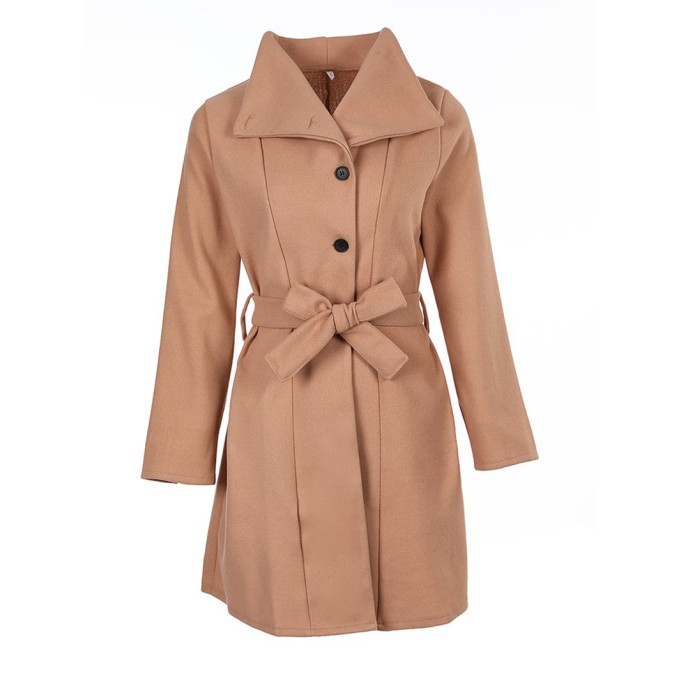 Women's solid color woolen coat
