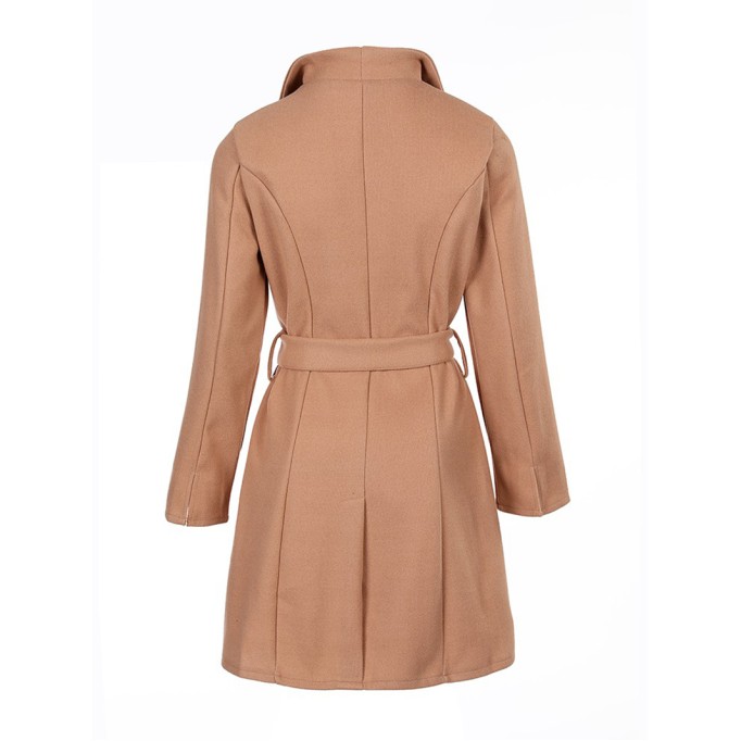 Women's solid color woolen coat