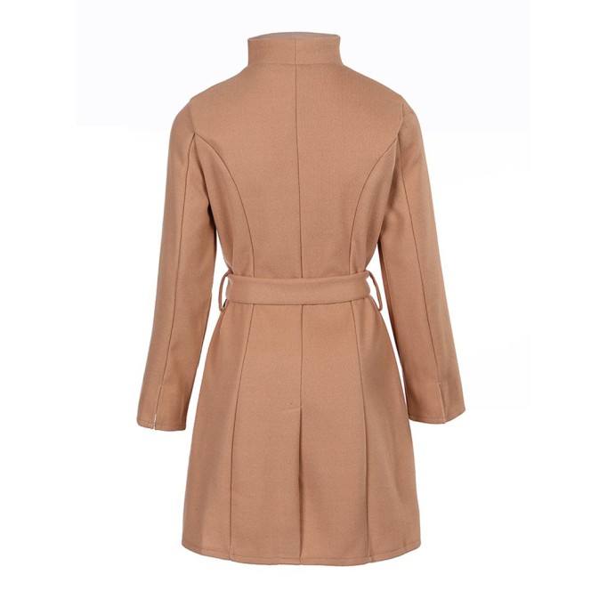 Women's solid color woolen coat