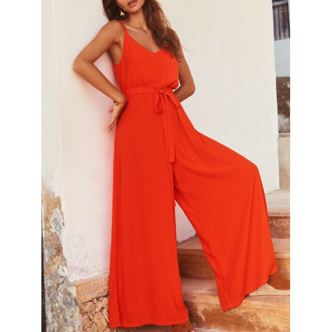 Women's vacation loose wide-leg jumpsuits