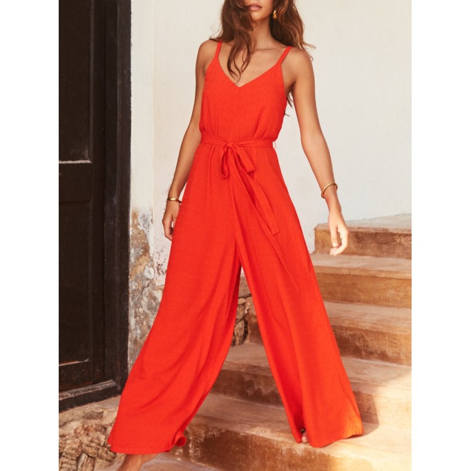 Women's vacation loose wide-leg jumpsuits