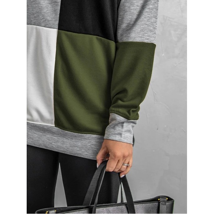 Women's versatile color block crew neck sweatshirt