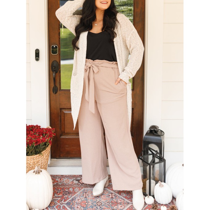 Wood ear edge with belt straight pants