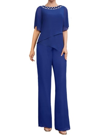 Mother of The Bride Pants Suits for Wedding Chiffon Womens Pant Suit for Wedding Guest Dresses 2 Piece