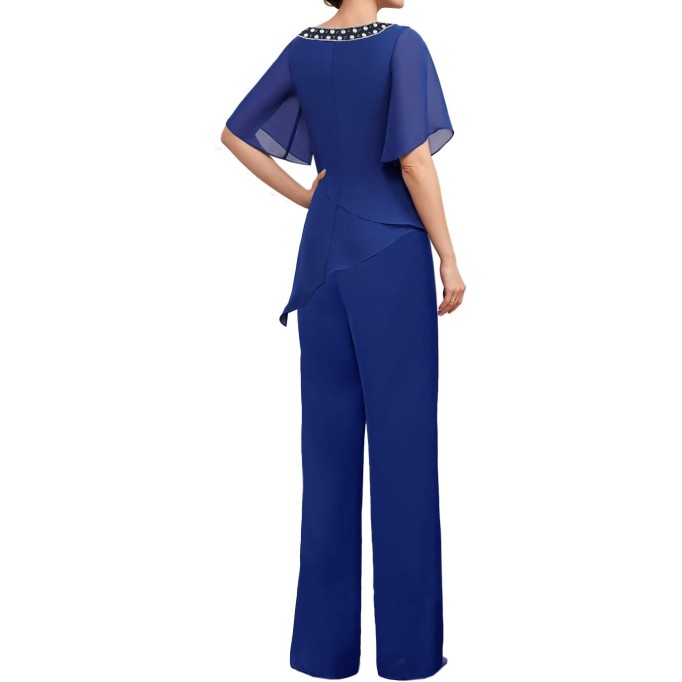 Mother of The Bride Pants Suits for Wedding Chiffon Womens Pant Suit for Wedding Guest Dresses 2 Piece