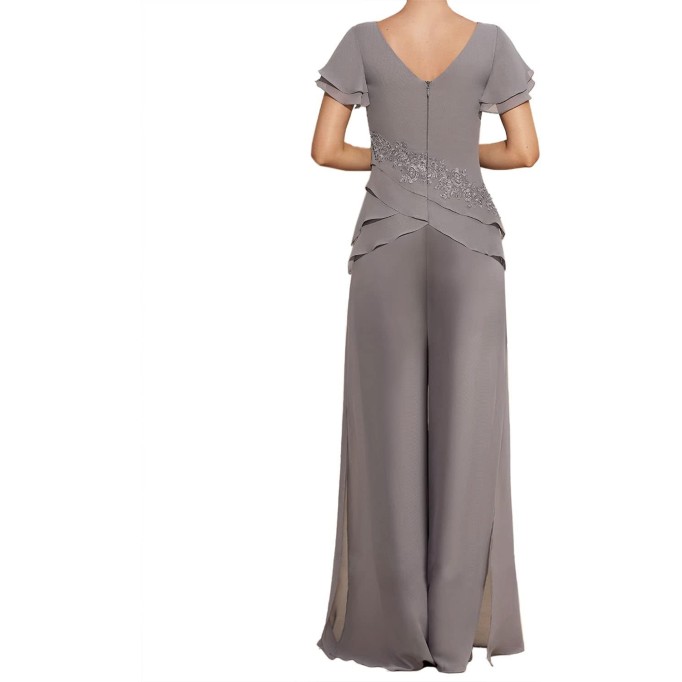 Pantsuit Mother of The Bride Dresses Lace Appliques Mother of The Bride Pants Suits for Wedding Party Dresses